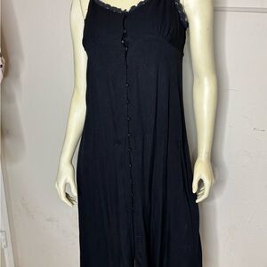 Cotton On Black Lace-Trim Button-Front Chemise